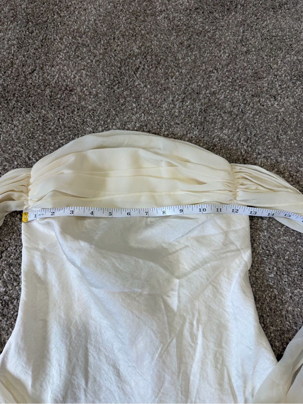 NWT Princess Polly Cream Strapless Off-Shoulder Draped Tie Back Mini Dress 6 - Picture 7 of 10